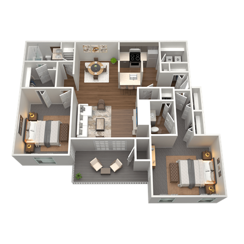 2 Bed 2 Bath Floor Plan | 1,202 Sq. Ft. at The Annaline in Nashville, Tennessee 37217